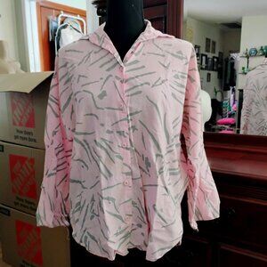 Pink with Gray Patterned Long Sleeve Button Down Shirt